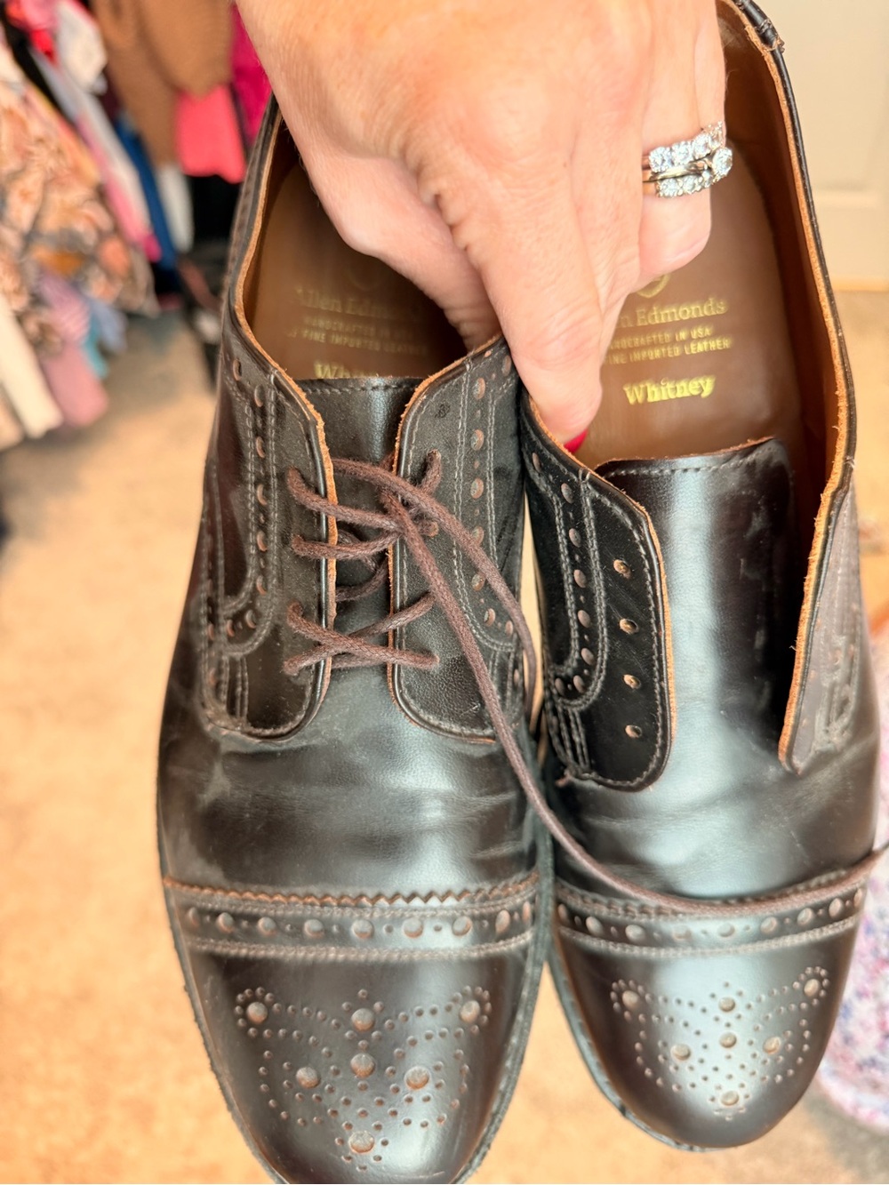 Allen Edmonds Brown Leather Brogue Cap-Toe Oxfords - Picture 4 of 13
